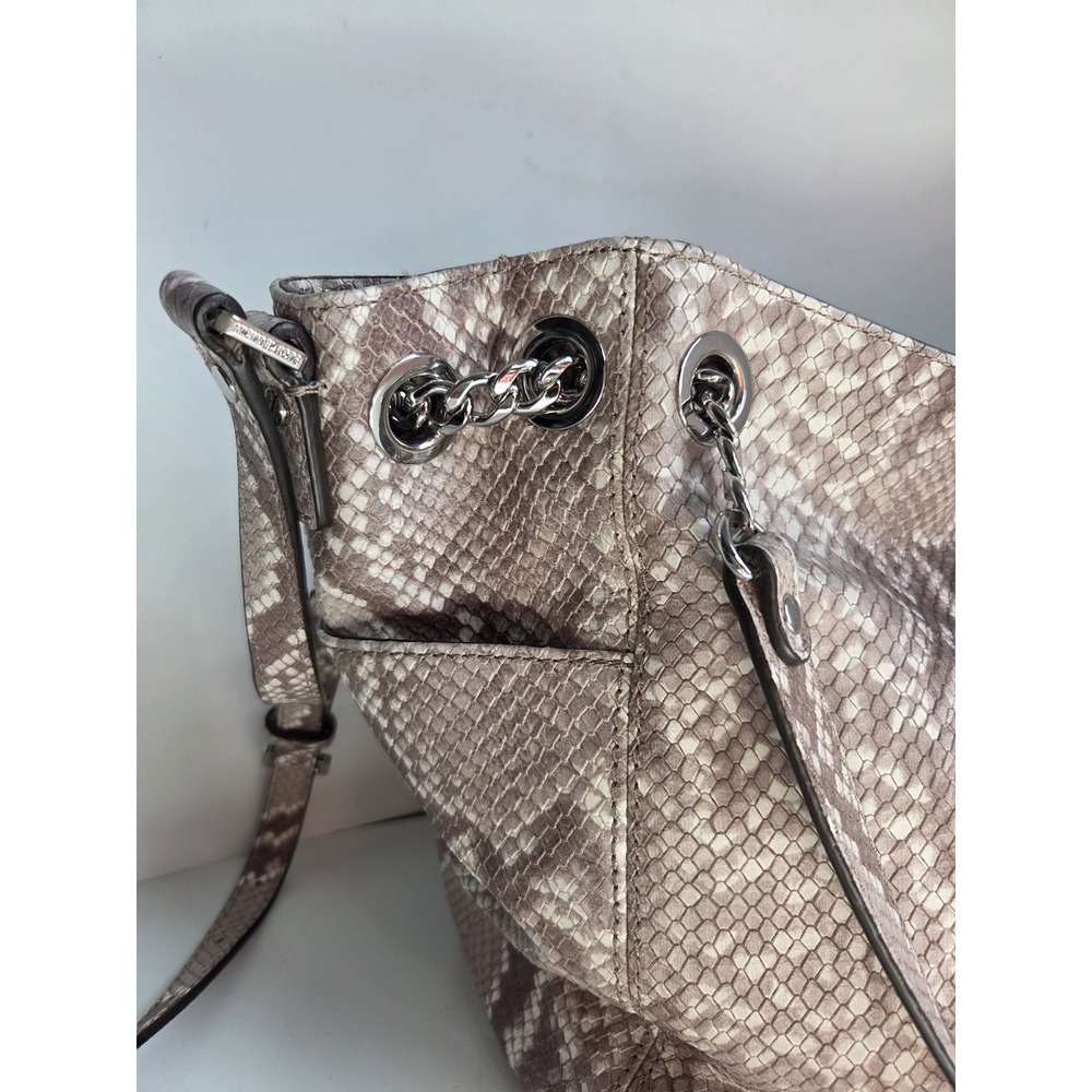 $298 Michael Kors Bag Purse Jet Set Chain Snakeskin Embossed Shoulder Cross Tote - Picture 3 of 10